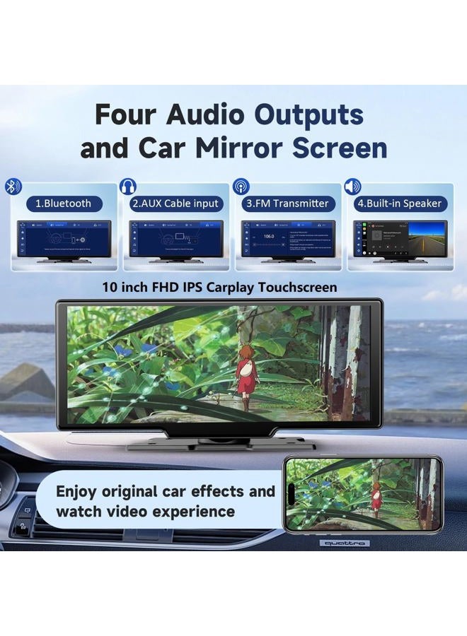 kuayvan Wireless Portable Carplay Screen for Car - 10.26Inch Carplay & Android Auto Car Touch Stereo, with 4K Dash Cam, Backup Camera,Bluetooth,GPS Navigation - Image 4