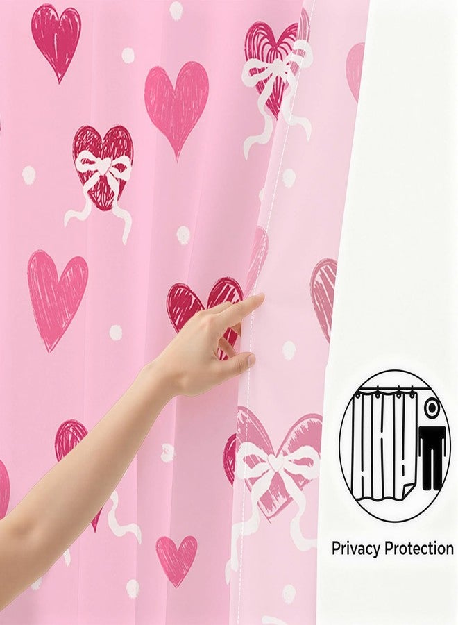 Mocsicka Valentines Shower Curtain Vintage Heart Bathroom Decor Retro Valentine Shower Curtain Set for Bathroom Romantic Gift for Bathtub, Watercolor Fabric (Pink, 71x71inch) - Image 3