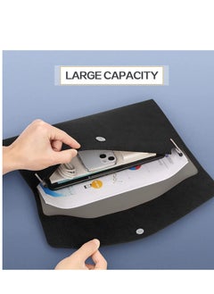 Y&D A4 Envelope File Holder, Waterproof Document Bag, Lightweight PU Leather Multifunction Portfolio, Folder, Organizer Storage Case for Paper Tablet 2PCS Black  - Image 3