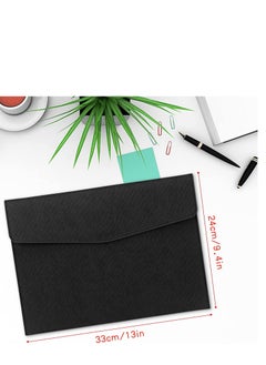 Y&D A4 Envelope File Holder, Waterproof Document Bag, Lightweight PU Leather Multifunction Portfolio, Folder, Organizer Storage Case for Paper Tablet 2PCS Black  - Image 2