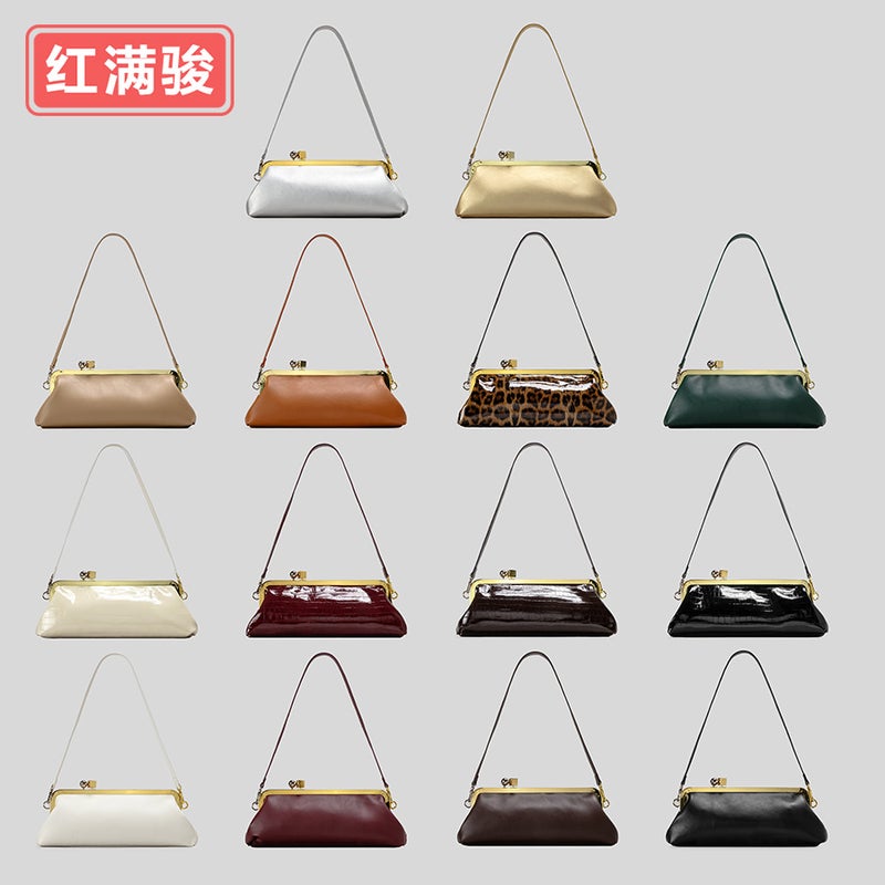 Women's PU Leather Clutch Baguette Bag with Metal Clasp, Stone & Patent Textures for Evening Parties - Image 5