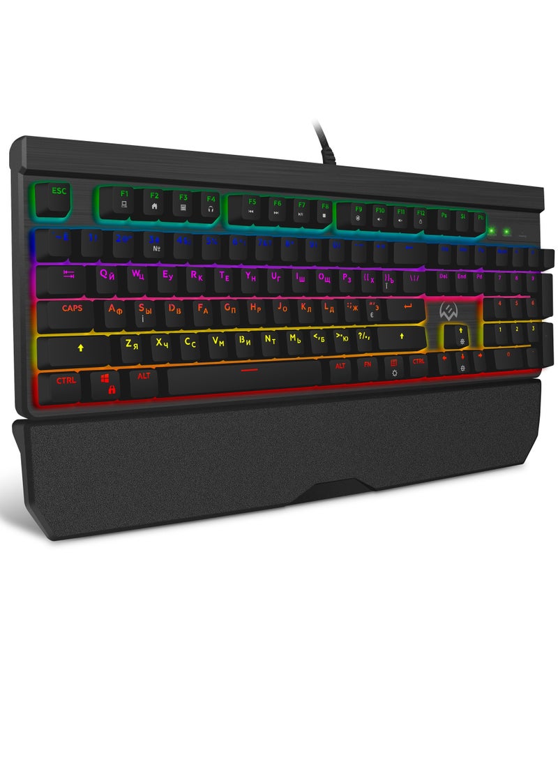 Generic - SVEN KB-G9500 Mechanical programmable keyboard Blue switches - Rainbow With Detachable wrist rest - Image 1