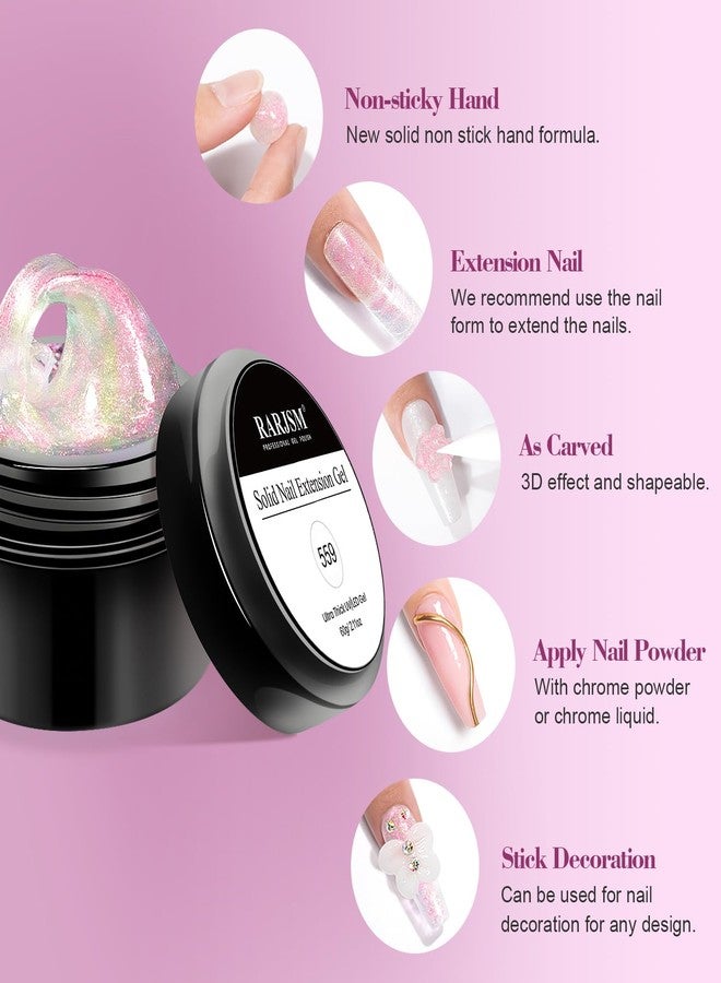 RARJSM Aurora Solid Builder Nail Gel Non Sticky Hand 3d Sculpting Nails Extension Gel Galaxy Starry Cloud Clear Orange Pink Glitter Shimmer Structure Hard Gels for Carving Nail Art Design Kit 60g - Image 3