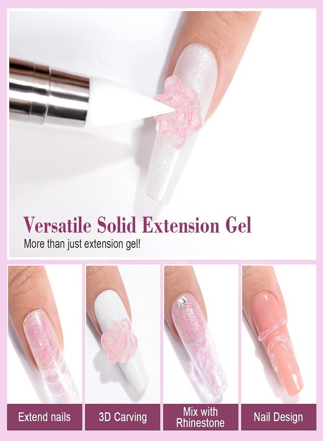 RARJSM Aurora Solid Builder Nail Gel Non Sticky Hand 3d Sculpting Nails Extension Gel Galaxy Starry Cloud Clear Orange Pink Glitter Shimmer Structure Hard Gels for Carving Nail Art Design Kit 60g - Image 5