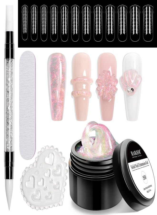 RARJSM Aurora Solid Builder Nail Gel Non Sticky Hand 3d Sculpting Nails Extension Gel Galaxy Starry Cloud Clear Orange Pink Glitter Shimmer Structure Hard Gels for Carving Nail Art Design Kit 60g - Image 1