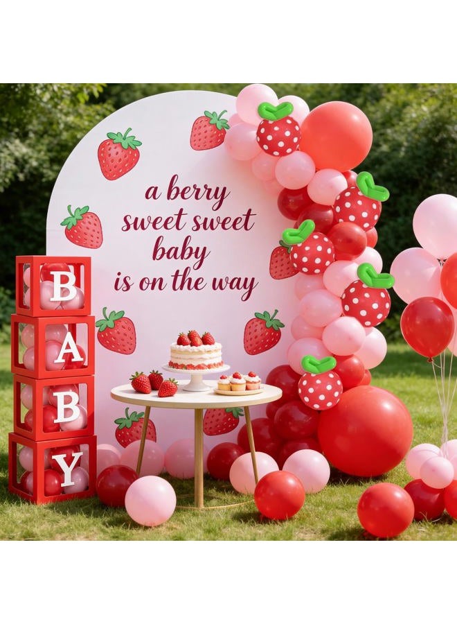 SNLN Strawberry Baby Shower Decorations, A Berry Sweet Baby Is On The Way Party Supplies Pink and Red Balloon Arch Baby Boxes, Baby Shower Decorations for Girl Gender Reveal Berry First Birthday Decor - Image 4