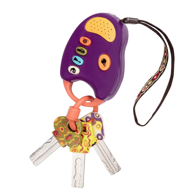 B. toys â€“ Toy Car Keys â€“ Key Fob with Lights & Sounds â€“ Interactive Baby Toy â€“ Pretend Keys for Babies, Toddlers â€“ 10+ Months â€“ FunKeys â€“ Purple - Image 1