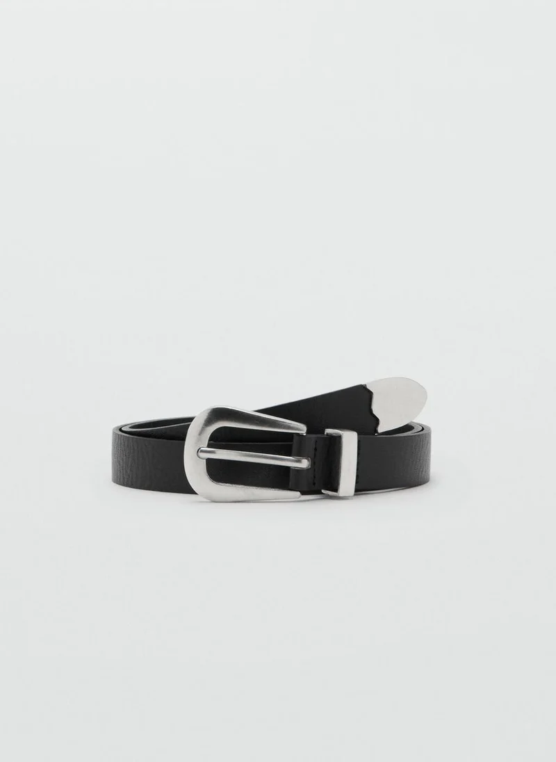 مانجو Leather Belt With Metal Detail