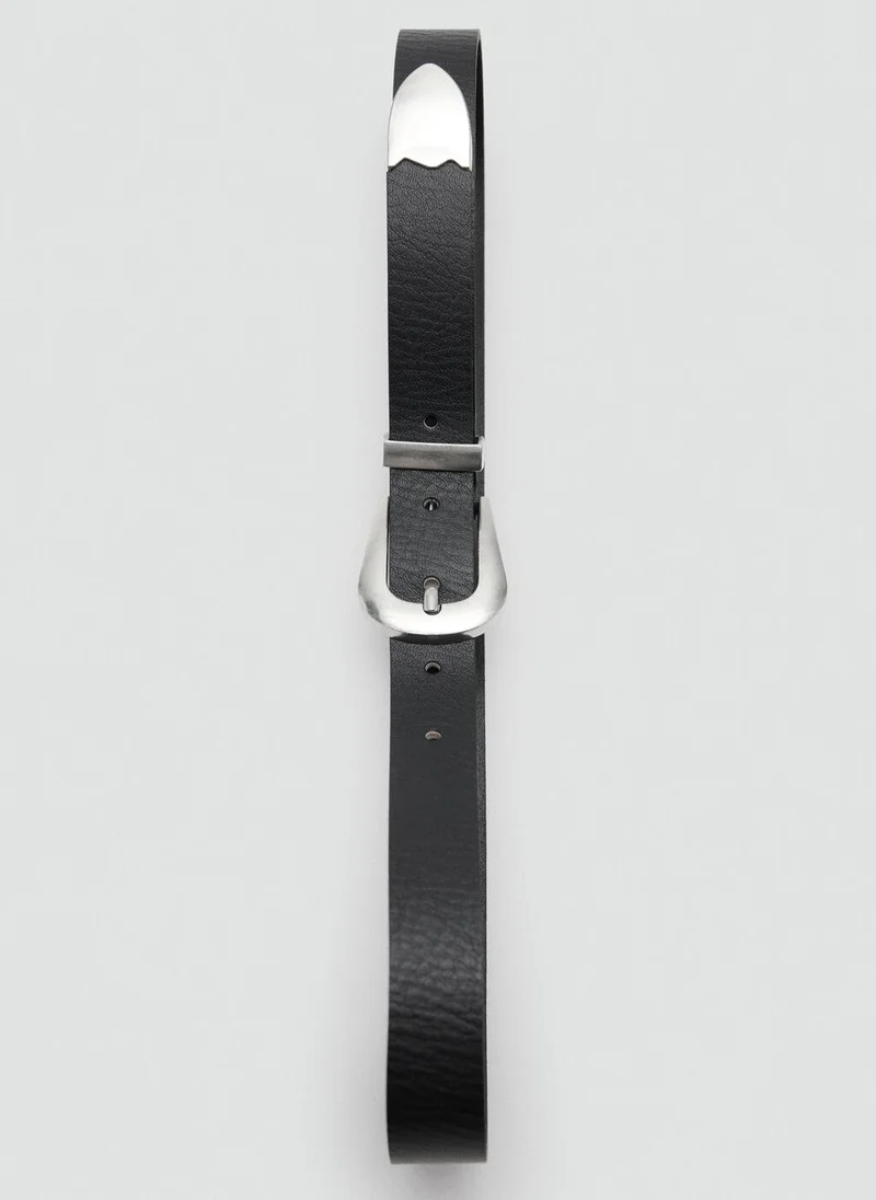 مانجو Leather Belt With Metal Detail