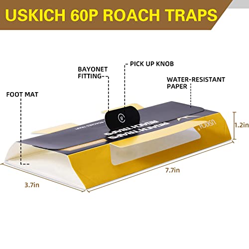 USKICH 60 Pack Roach Traps,Roach Killer Indoor Infestation,Cockroach Killer Indoor Home,Glue Roach Traps,Roach Motel,Child & Pet Friendly - Image 3