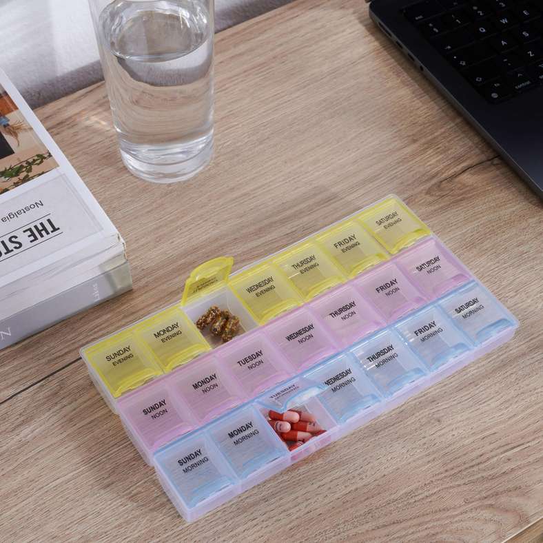 Pill Box Organizer Case 22x12x2.5 - Assorted