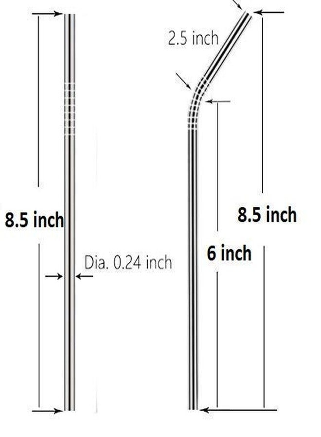 AmigozZ Stainless Steel Straws for Drinking with Brushes (4 Bent + 4 Straight + 2 Brushes) - Image 3