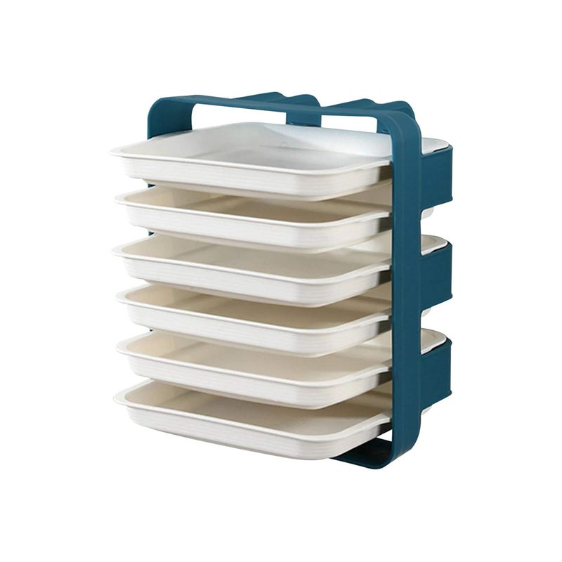 MEZON PP Plastic 6 Layer Wall Mounted Kitchen Rack Table Top Dish Organizer Utensil Holder Hot Pot Side Dish Plate Serving Tray Multicolour - Image 1