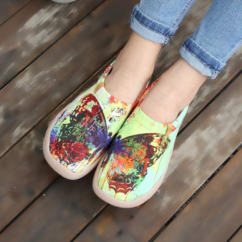 UIN Women's Art Painted Canvas Slip-On Shoes Fashion Ladies Travel Shoes Butterfly (7) - Image 4