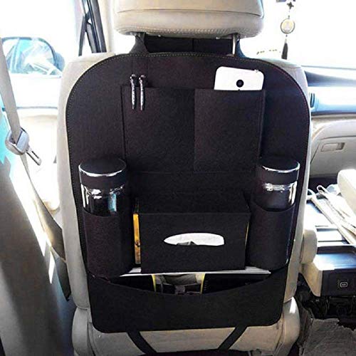 Koniry Car Auto Seat Back Multi Pocket Storage Bag Organizer with Car Meal Tray(Beige, Pack of 1) - Image 1