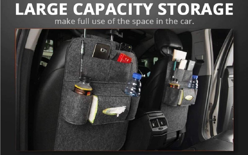 Koniry Car Auto Seat Back Multi Pocket Storage Bag Organizer with Car Meal Tray(Beige, Pack of 1) - Image 2