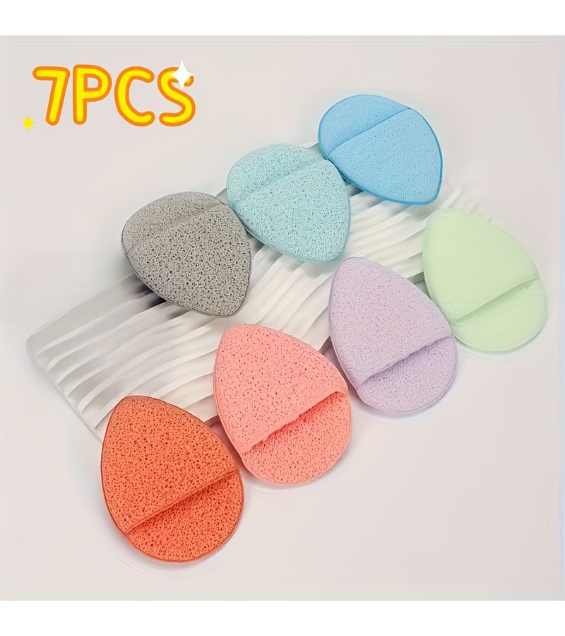 7 Pcs Mixed Color Deep Cleansing Exfoliating Facial Sponges Reusable Hydrophilic PU Material For Normal Skin Types Beauty And Skincare - Image 5