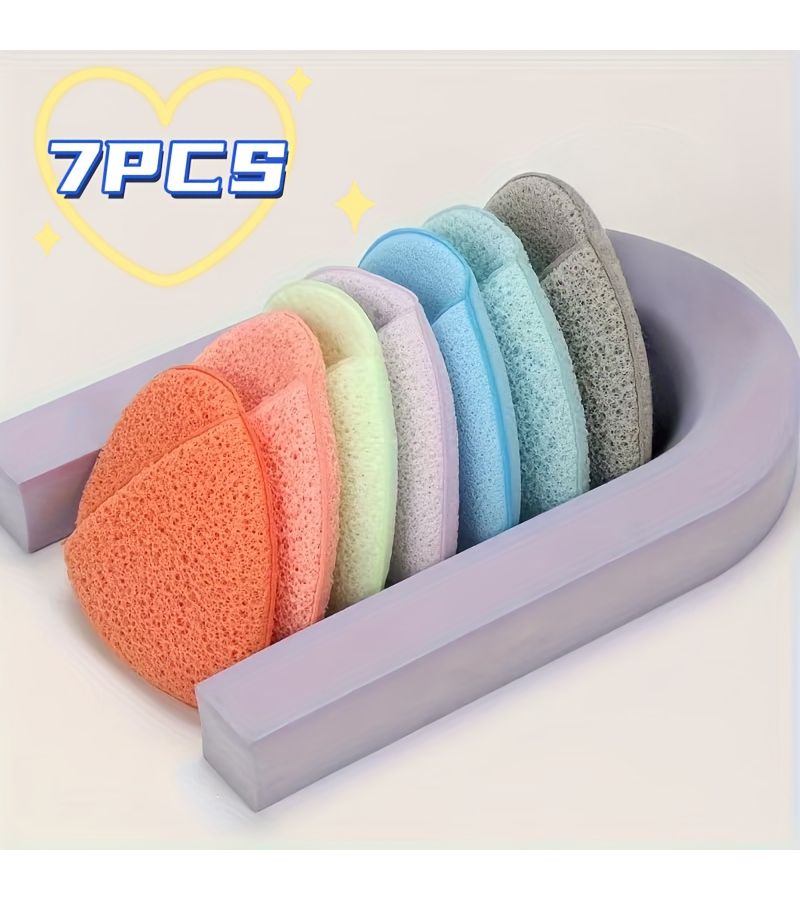 7 Pcs Mixed Color Deep Cleansing Exfoliating Facial Sponges Reusable Hydrophilic PU Material For Normal Skin Types Beauty And Skincare - Image 2