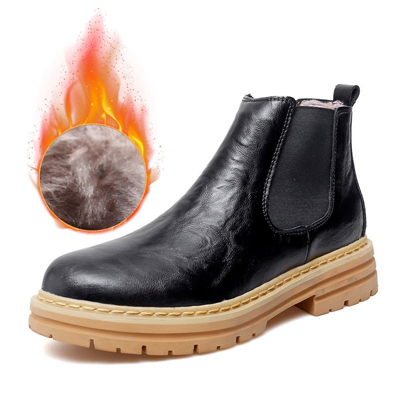 Men'S And Women'S Leather Boots With Fleece Lining, Warm Snow Boots, Large Size Couple'S High-Top Martin Boots, Genuine Leather Men'S Leather Boots - Image 5