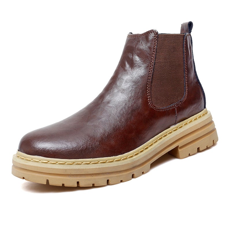 Men'S And Women'S Leather Boots With Fleece Lining, Warm Snow Boots, Large Size Couple'S High-Top Martin Boots, Genuine Leather Men'S Leather Boots - Image 3