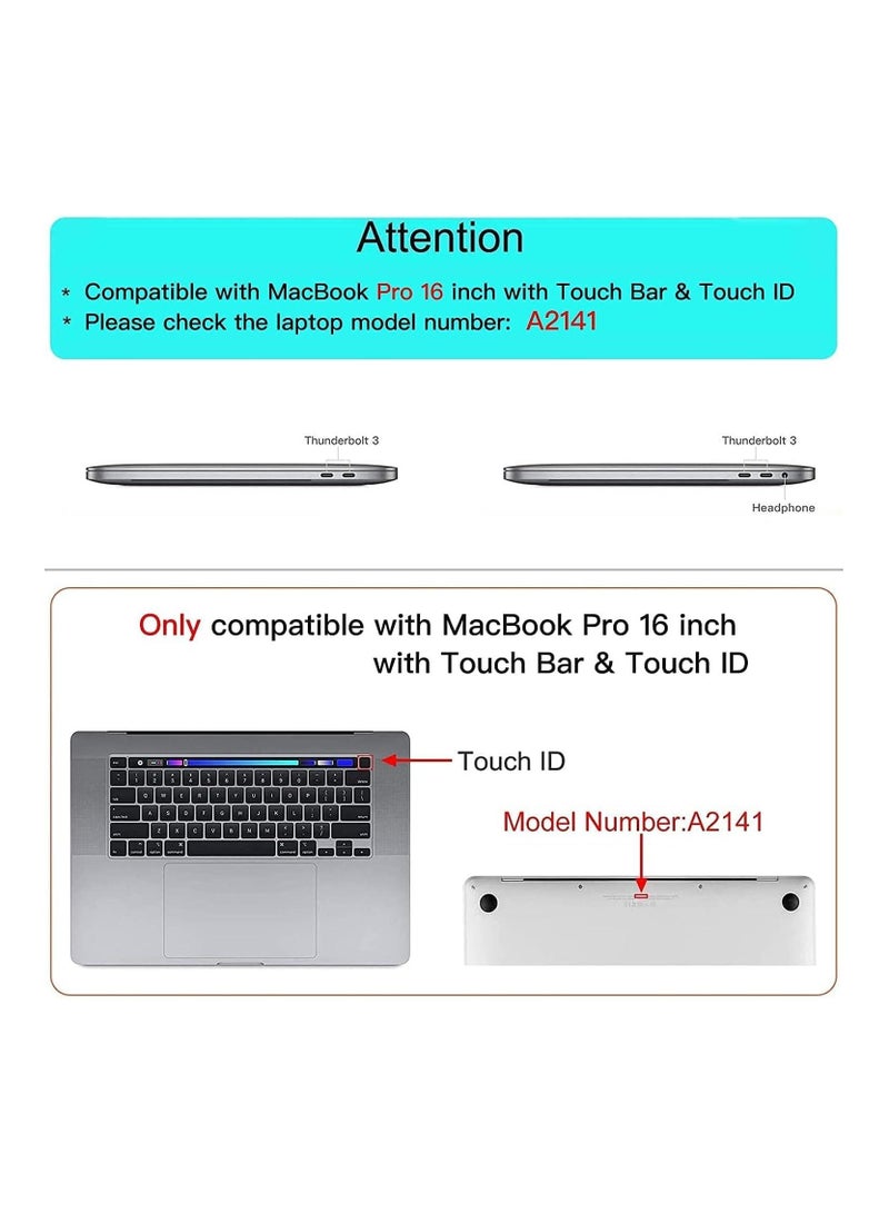 Hard Shell Protective Case Cover Compatible with MacBook Pro 16-Inch Model: A2141 (MVVJ2xx/A, MVVK2xx/A, MVVL2xx/A, MVVM2xx/A) Retina Display with Touch Bar Touch ID, Black - Image 2