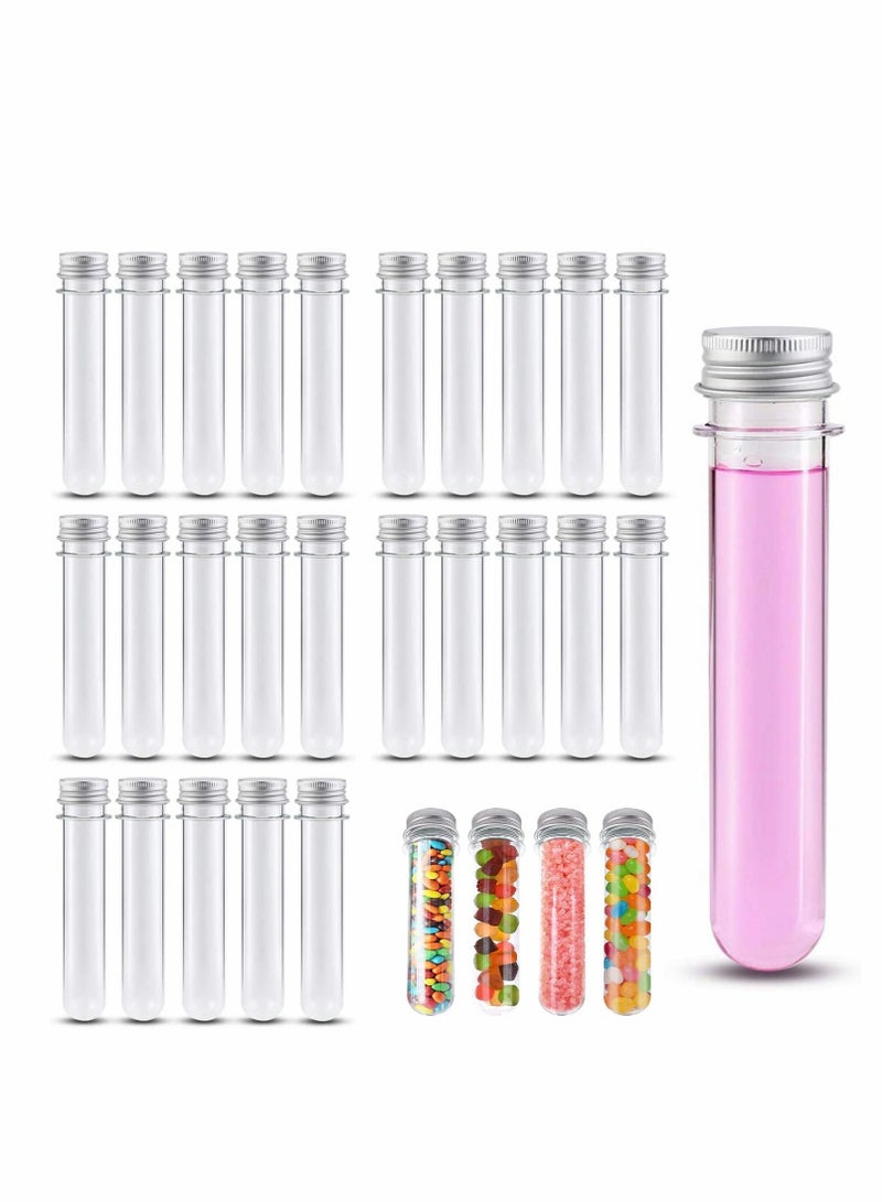 Clear Plastic Test Tubes, 25 Pcs 31x140mm(40ml) Tubes with Screw Caps  - Image 1