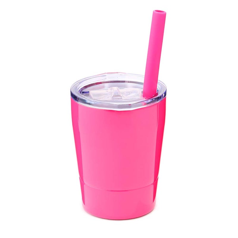 Colorful PoPo Colorful PoPo Kids Stainless Steel Cup Lovely Small Rambler Tumbler with Lid and Silicone Straw 85 OZ 1 Rose Red