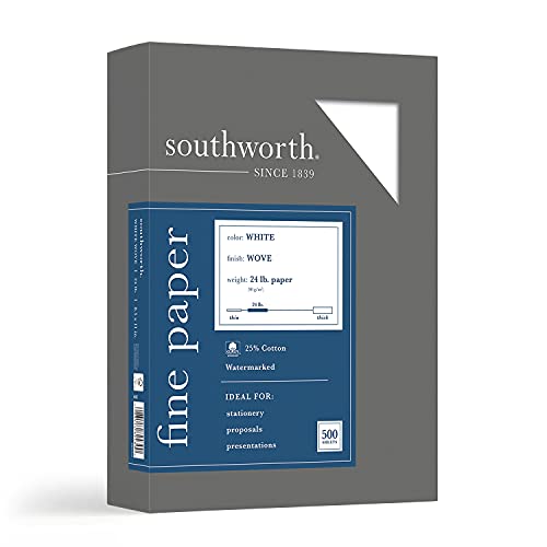Southworth ورق الأعمال من ساوثوورث® 25% قطن، 8 1/2" × 11"، 24 رطل، أبيض، علبة من 500 - Image 1