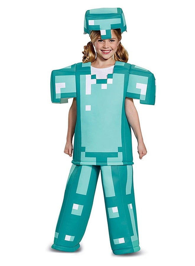 لعبة ستيف كوسبلاي زي مجموعة الأطفال XL - زي رغوة بكسل - لهالوين، كوسبلاي، الحفلات والأحداث الألعاب - يتضمن قبعة + قمة + بنطلون واكسسوارات ذات موضوع شخصية سهلة للارتداء لـ Minecraft - Image 4