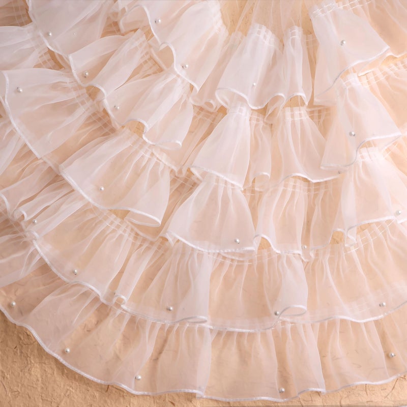 AIETSYEI Ruffle Lace Trim 18Inch Wide Ruffle 5-Layer Pleated Mesh Ribbon for Wedding Decor, Bridal Crafts, Costume Sewing (White) - Image 5