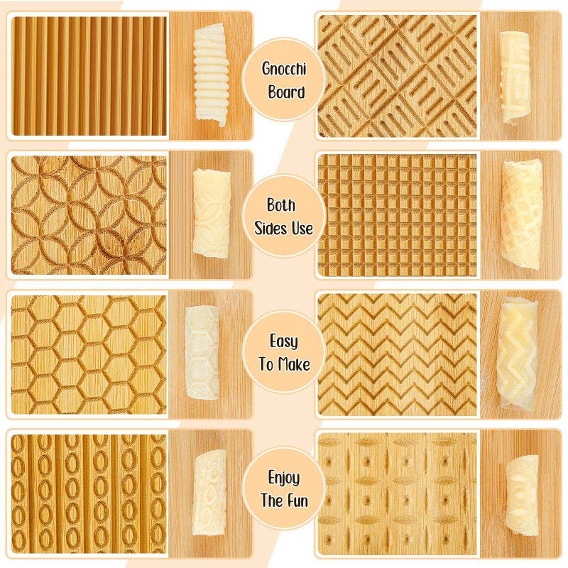 Tessco 4 Pieces Gnocchi Board Gnocchi Pasta Board Wood Gnocchi Board Gnocchi Maker Garganelli Pasta Board Set with Rolls Pasta Making Tools for Pasta Maker Pasta Board Gnocchi Roller Kitchen Gift Ideas - Image 4