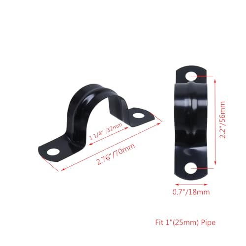 Pastlla 1 Inch 304 Stainless Steel Rigid Pipe Strap Clamps Black Metal 2 Hole Conduit Tube Strap U Bracket with screws Heavy Duty Pipe Fasten Clip for Holder Pipe or Cable 20pcs - Image 3
