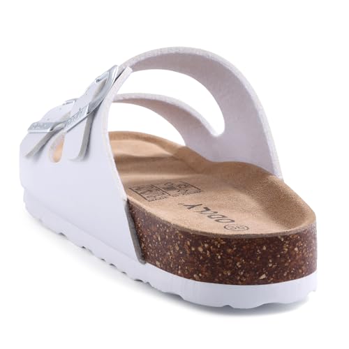 ODOLY Unisex Cork Footbed Slide Sandal, Arch Support Summer Outdoor Sandals with Adjustable Buckle for Women and Men, White 37 (6.5-7 Women/5-5.5 Men) - Image 5