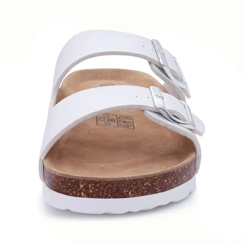 ODOLY Unisex Cork Footbed Slide Sandal, Arch Support Summer Outdoor Sandals with Adjustable Buckle for Women and Men, White 37 (6.5-7 Women/5-5.5 Men) - Image 4