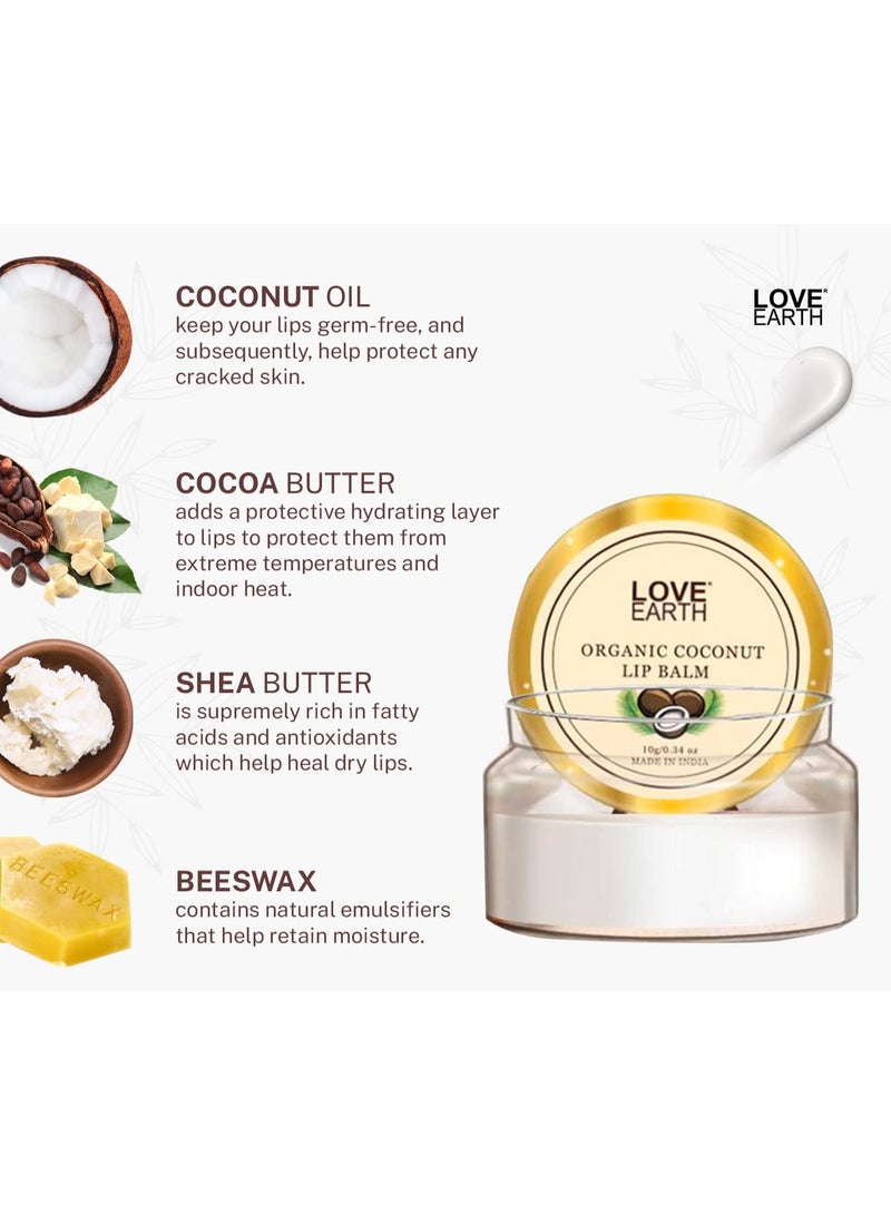 حب الارض بلسم شفاه جوز الهند للشفاه الجافة والمتشققة، مرطب شفاه أيورفيدي مع فيتامين E وزبدة الشيا وزبدة الكاكاو 10 جم - Image 3