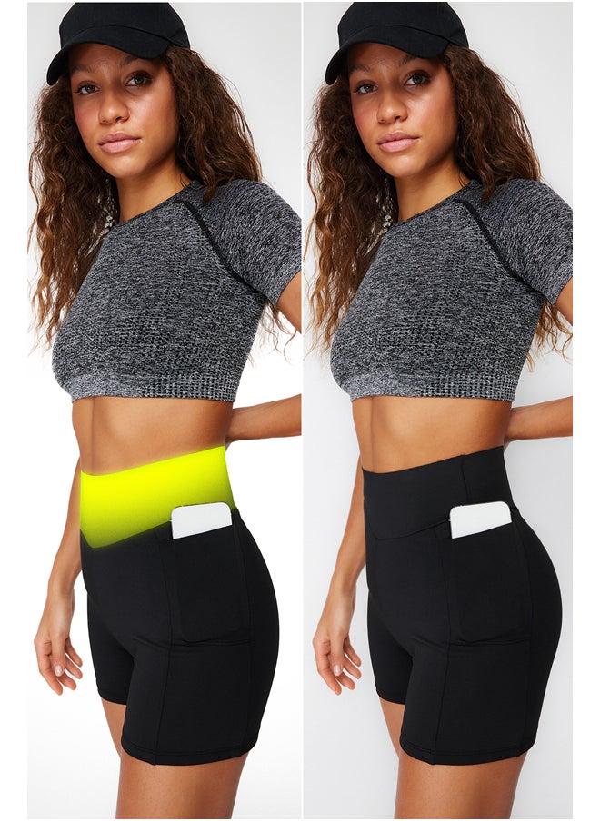 trendyol Black 2.Extra Abdomen Collector and Short Knitted Sports Shorts Leggings with Layer THMSS24TY00013  - Image 1