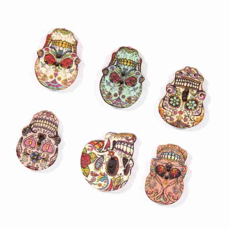 Wooden Skull Buttons: 1pc Eco-Friendly Wood - Unique Skull Design Diy Sewing Supplies for Handmade Crafts, Clothing Decoration, Party & Children's Craft Projects - Image 5