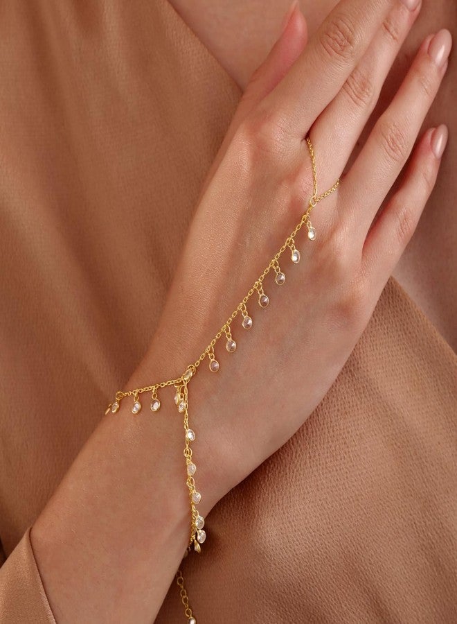 Frodete Hand Chain for Women Ring Bracelet Hand Chain Dainty Gold Finger Ring Slave Bracelet Zircon Hands Jewelry Gifts Trendy Stuff 2025 - Image 4