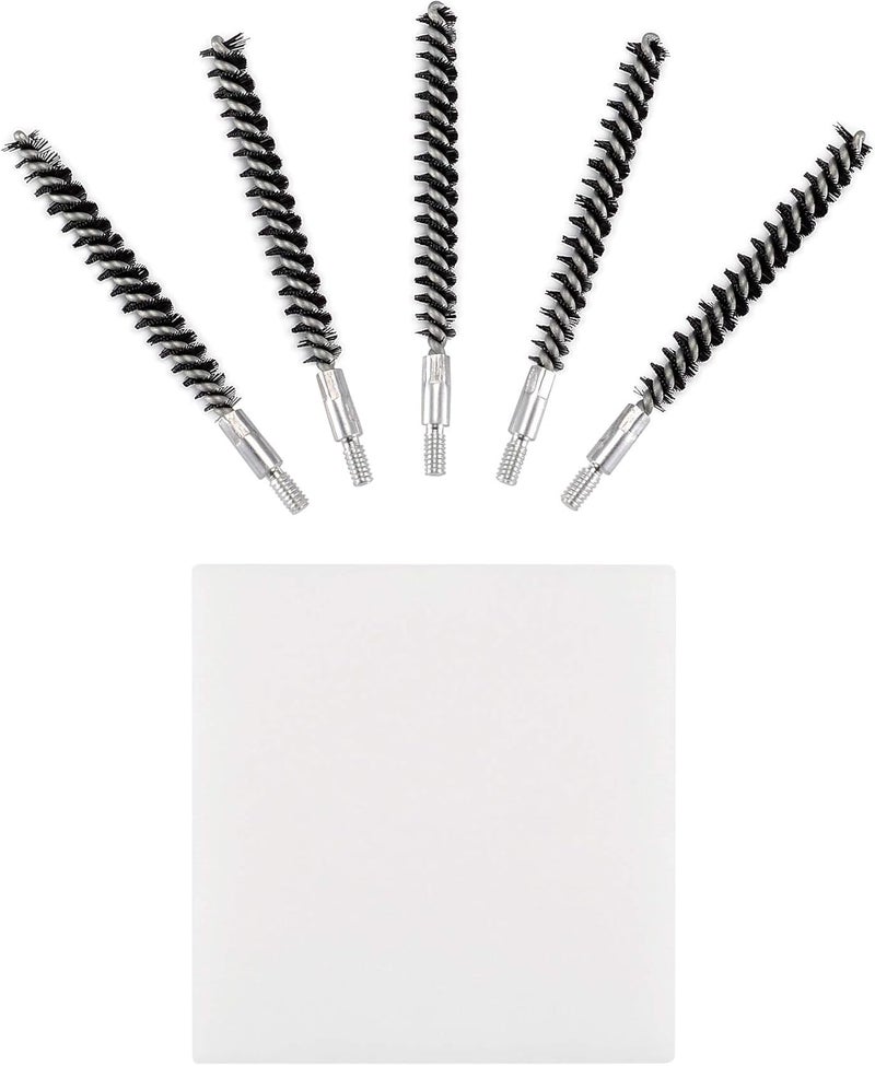 BOOSTEADY 5 Pcs Nylon Bristle Bore Gun Cleaning Brush for Pistol, 50 Professional Square Patches, .260/6.5MM, .17, .22, .357/9MM, .40, .45, .30 Caliber - Image 5