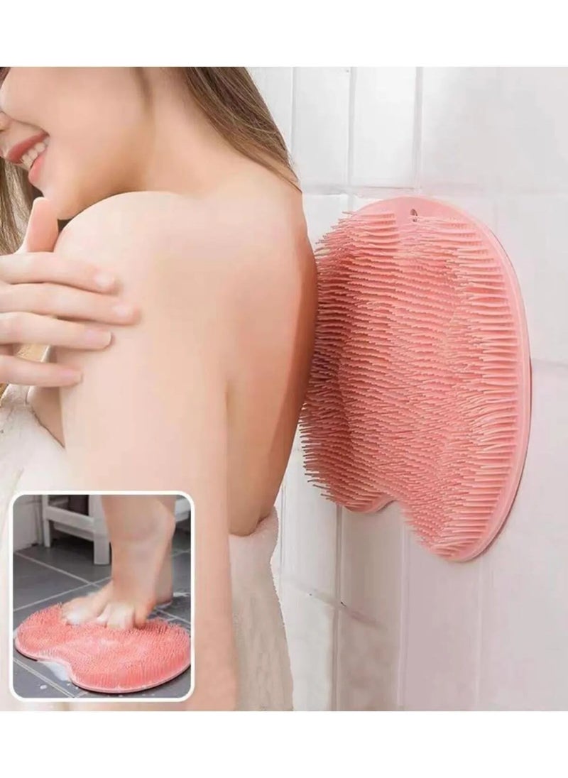 Elite AVM - Bath Brush with Suction Cup Massage Pad Back Foot Pouch Washing Washcloth - Image 1