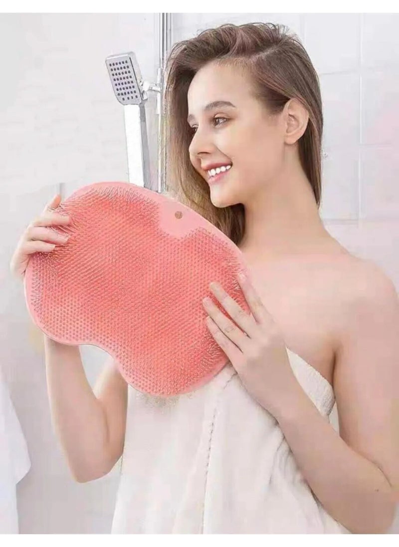 Elite AVM - Bath Brush with Suction Cup Massage Pad Back Foot Pouch Washing Washcloth - Image 1