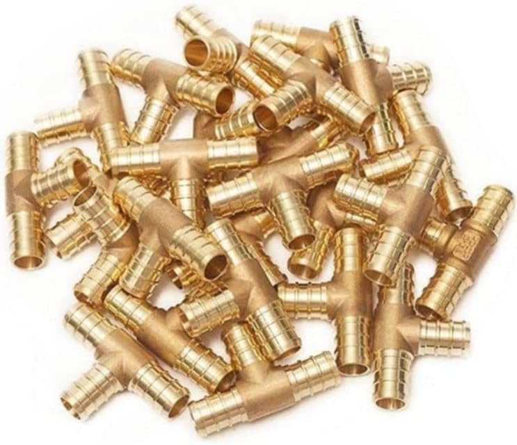 VENTRAL 1/2 x 1/2 x 1/2 Inch PEX Barbed Tee Connector Fitting Crimp Brass for PEX Pipe Tubing, No Lead 5 in Pack - Image 2