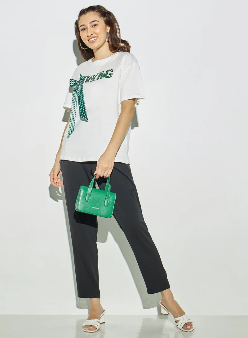 2Xtremz 2Xtremz Embellished T-shirt with Crew Neck and Drop Shoulder Sleeves