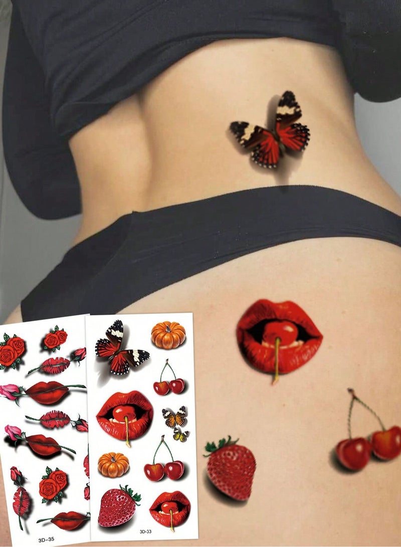 Large 3D Temporary Tattoo Stickers for Women – 2 Pieces (Assorted Designs) - Image 1