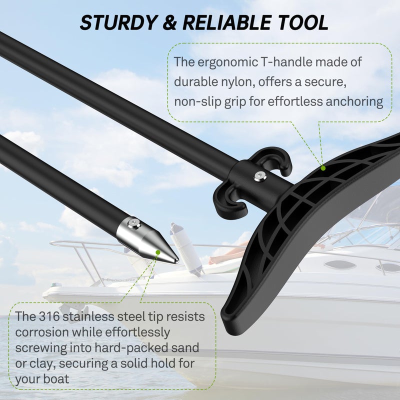 itayak 8.63' Shallow Water Anchor Pole, 2 Piece Fiberglass Boat Anchor with T-Handle, Pole Anchor with 316 Stainless Tip for Boat, Fishing Kayak (Gloves Included) - Image 3
