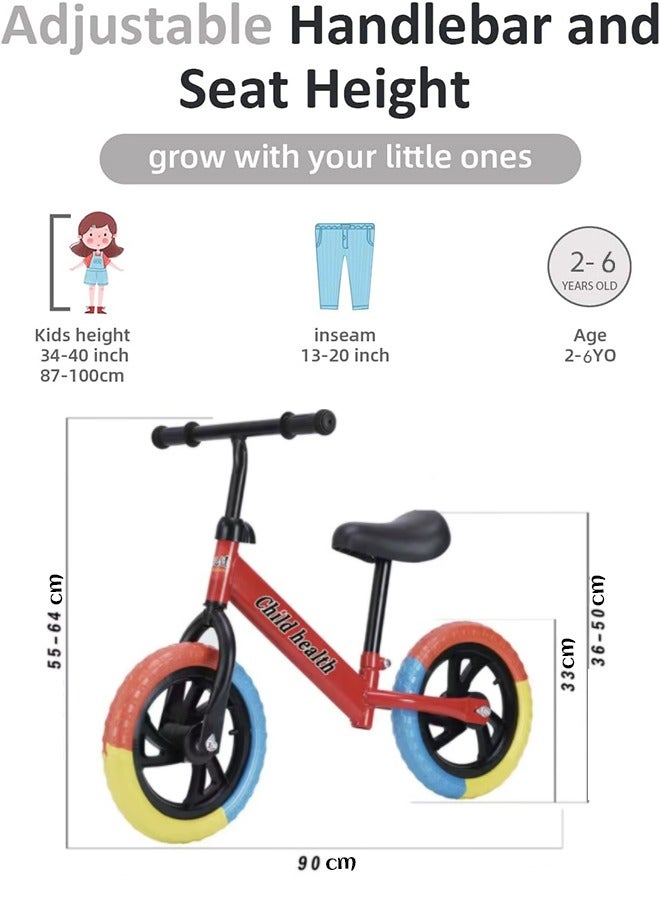 Toddler Balance Bike 2 Year Old, 12 inch Balance Bicycle for Kids 24 Months to 6 Years, Push Bicycle with Footrest, Adjustable Seat Training Bike Gift Bike for 2-6 Boys Girls  - Image 2