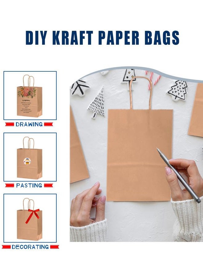 Bakepacker 26-Pack Small Size Gift Paper Bags with Handles Bulk 8.3"x6"x3.15" Brown Party Kraft Shopping Bags - Image 2