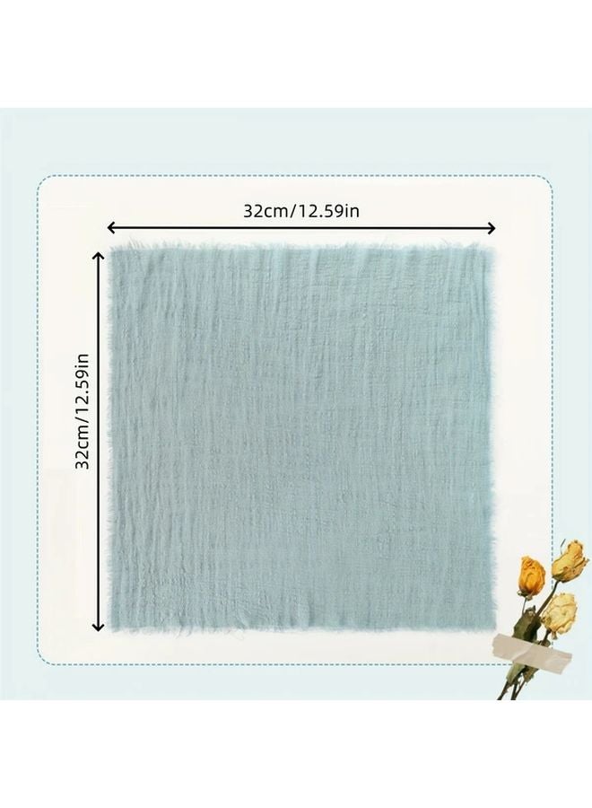 مناديل شاش زرقاء فاتحة مع شرابات مجموعة من 12 قطعة قابلة للغسل لتزيين حفلات الزفاف وعيد الشكر وعيد الميلاد والعشاء - Image 2