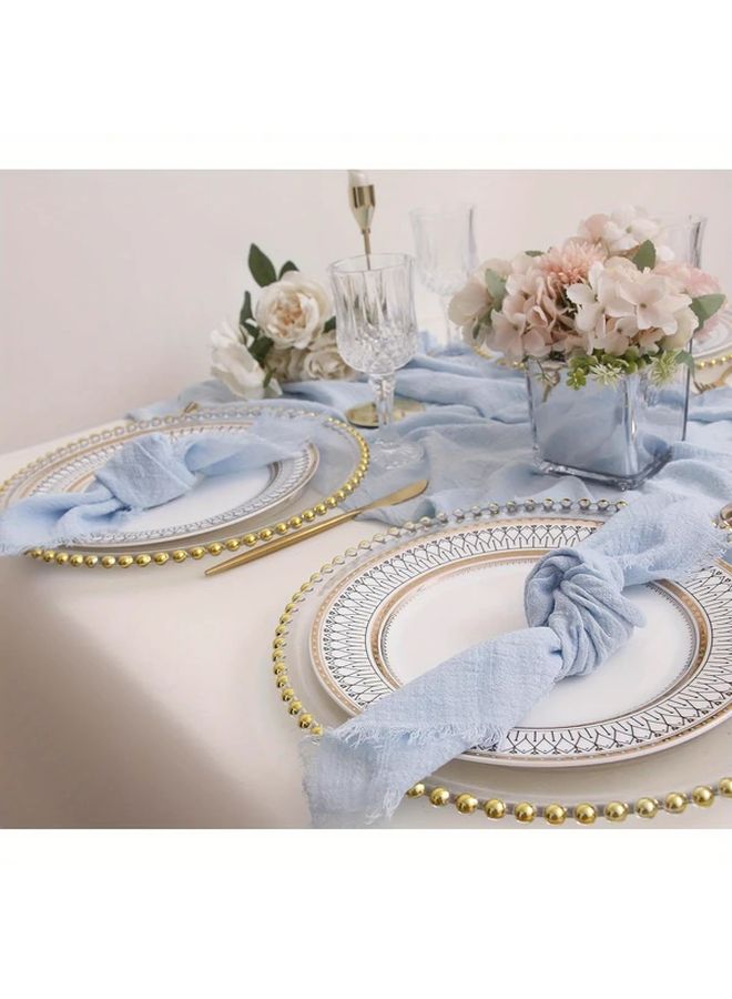 مناديل شاش زرقاء فاتحة مع شرابات مجموعة من 12 قطعة قابلة للغسل لتزيين حفلات الزفاف وعيد الشكر وعيد الميلاد والعشاء - Image 3