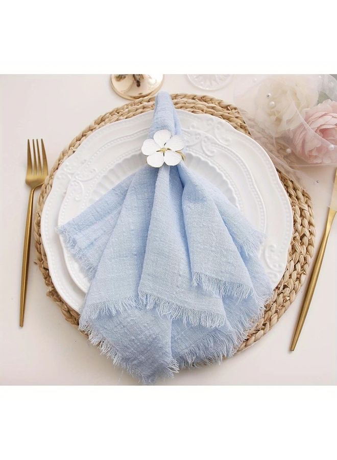 مناديل شاش زرقاء فاتحة مع شرابات مجموعة من 12 قطعة قابلة للغسل لتزيين حفلات الزفاف وعيد الشكر وعيد الميلاد والعشاء - Image 1